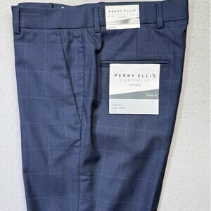 Perry Ellis Men's Slim-Fit Performance Stretch Dress Pants Blue 30x30 $95
